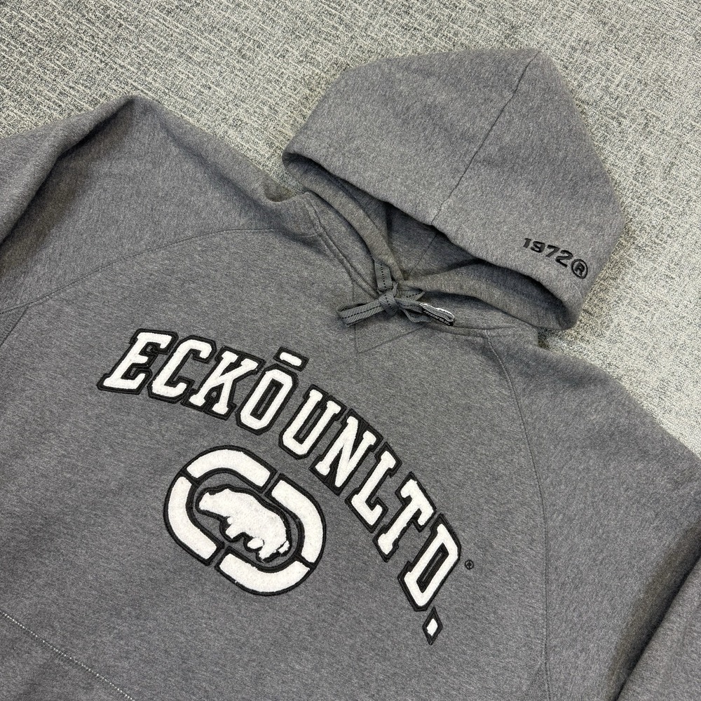 Vintage Y2K Ecko Unltd Hoodie Mens XL Gray Embroidered Rhino 1972 Skater Grunge